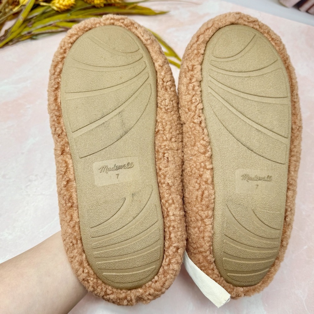 NWT Madewell Sherpa Scuff Tan Women’s Fuzzy Cozy Slippers In Ground Clay Sz 7 - Picture 5 of 8